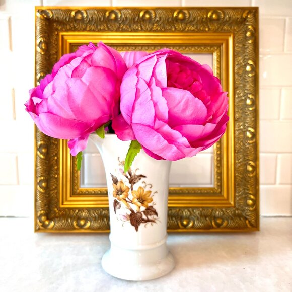 KAISER - Vintage 1960's Gold, Browns Floral Arlette Vase - West German, MCM - Picture 2 of 9